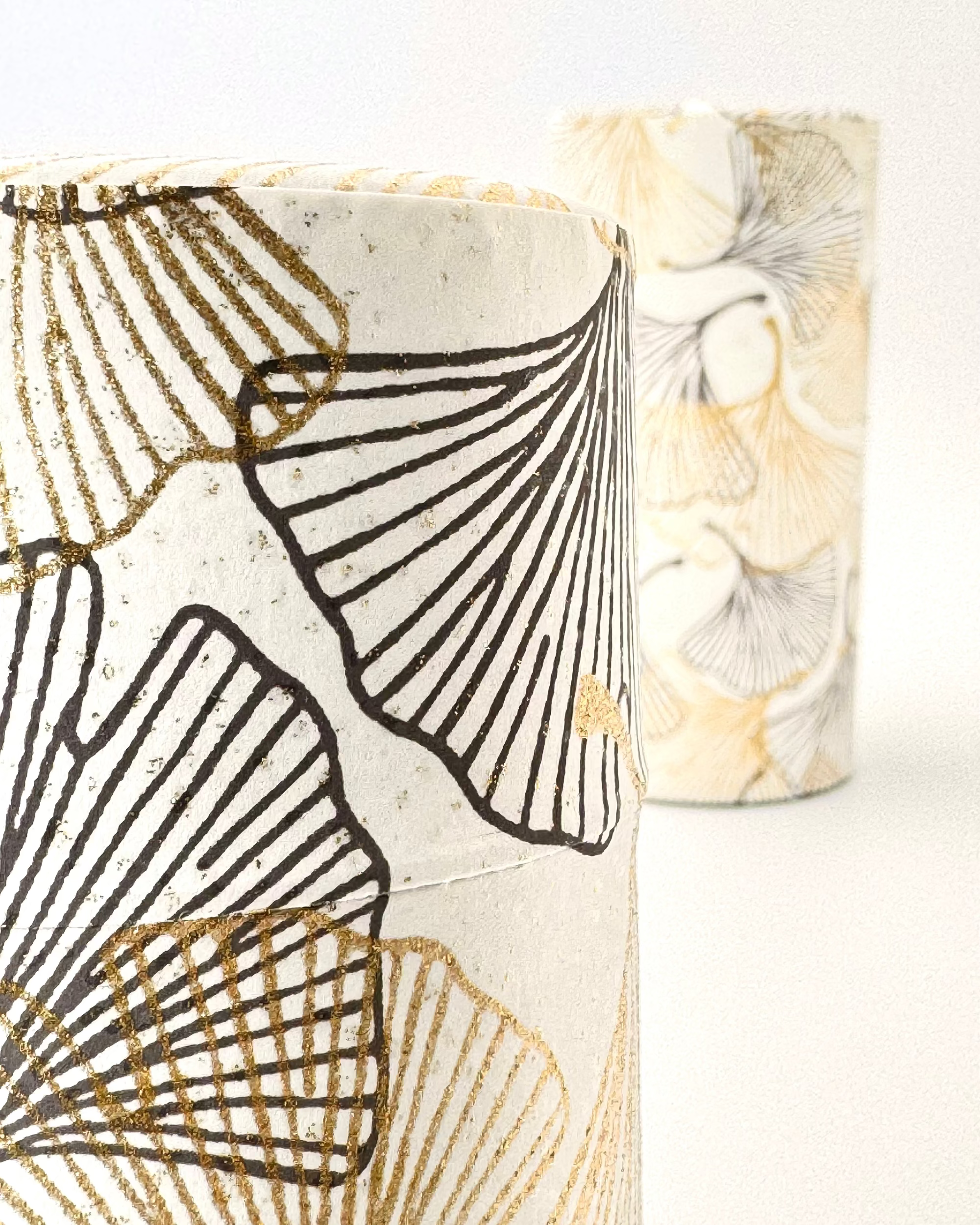 KYOTO YUZEN WASHI TEA CANISTER | WHITE GOLDEN | NISHIKAWA