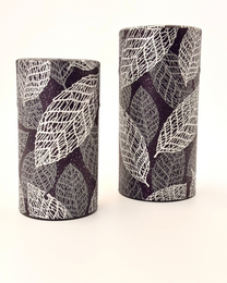 KYOTO YUZEN WASHI TEA CANISTER | SILVER BLACK | NISHIKAWA