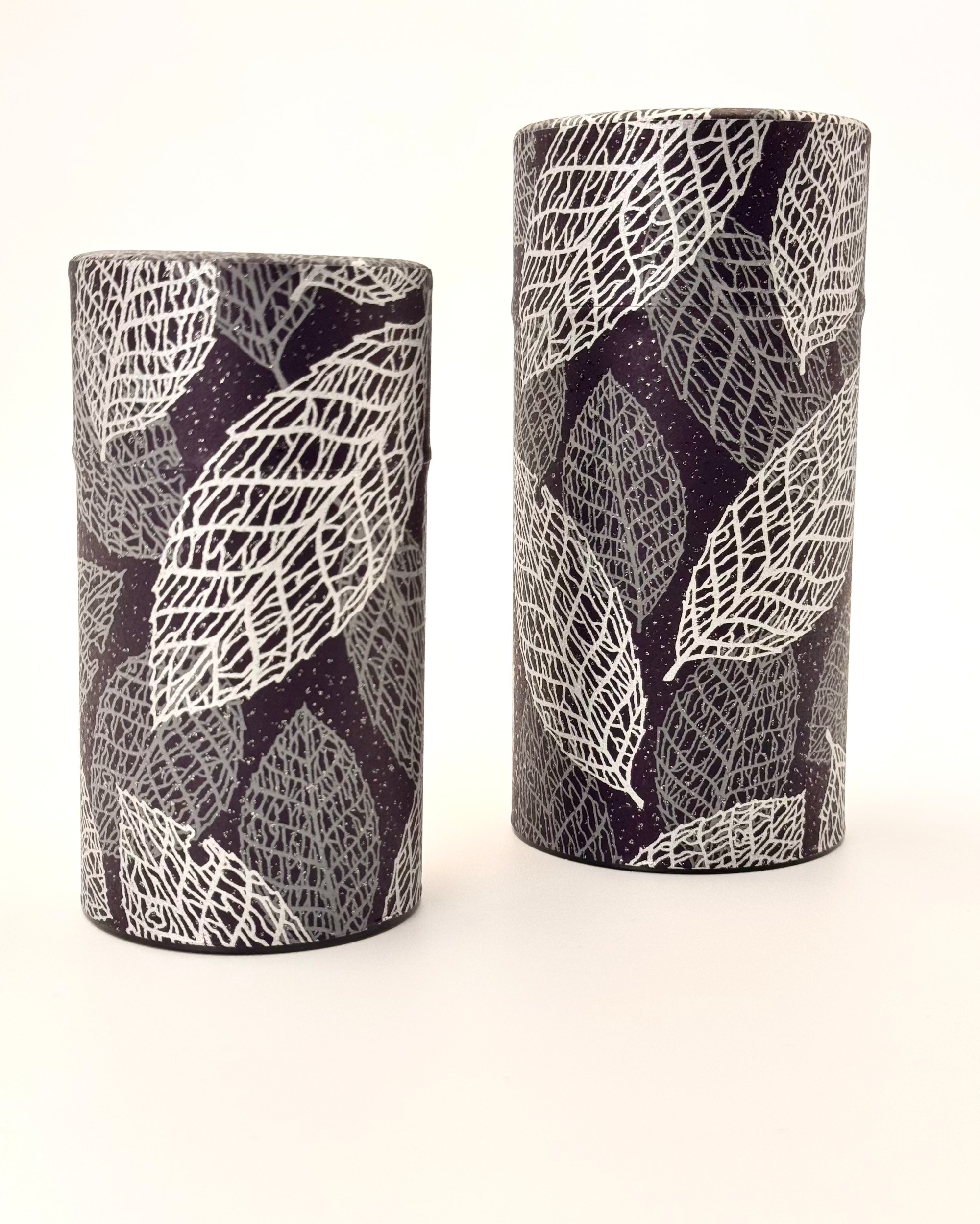 KYOTO YUZEN WASHI TEA CANISTER | SILVER BLACK | NISHIKAWA