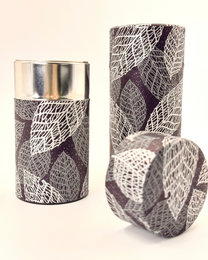 KYOTO YUZEN WASHI TEA CANISTER | SILVER BLACK | NISHIKAWA