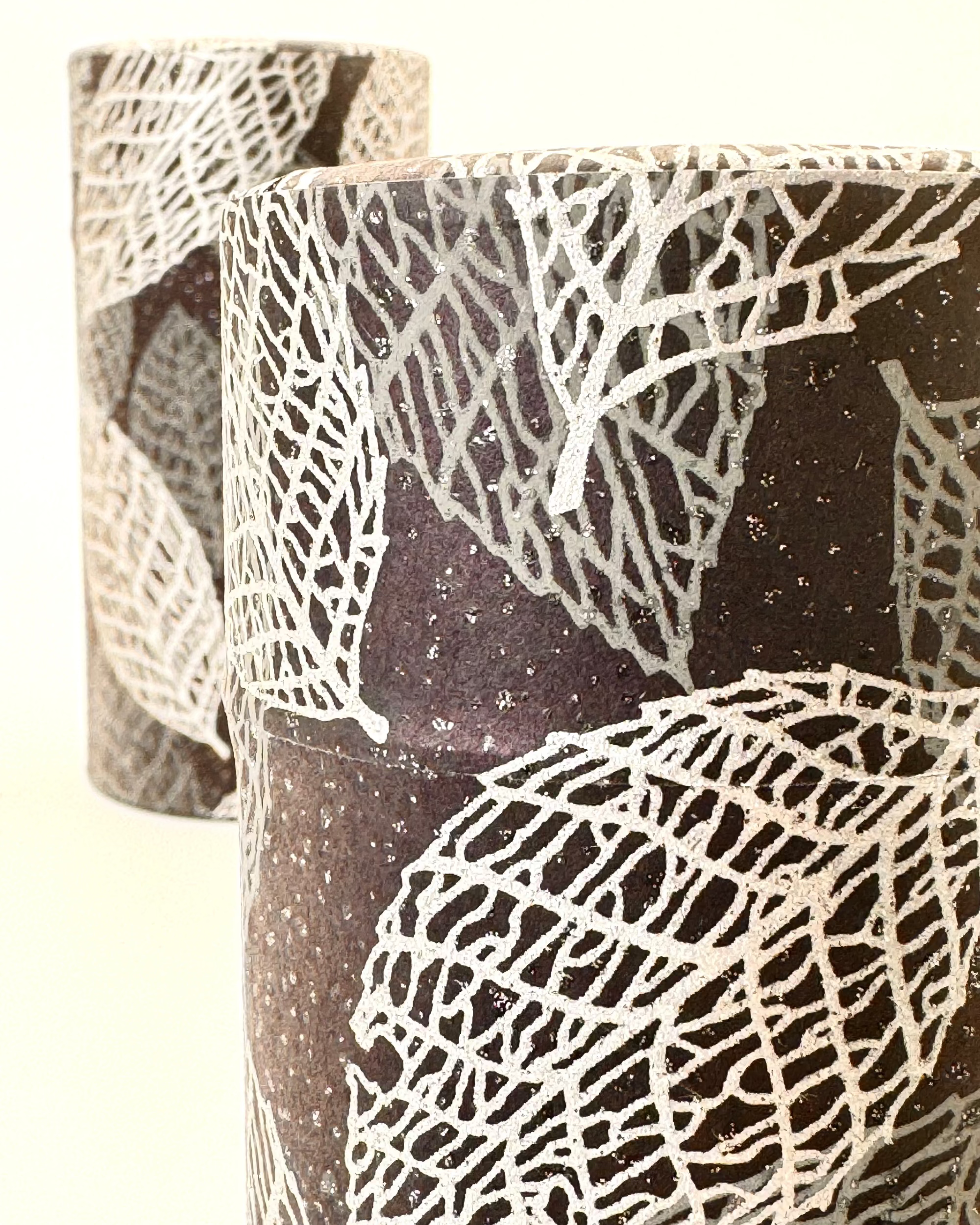 KYOTO YUZEN WASHI TEA CANISTER | SILVER BLACK | NISHIKAWA