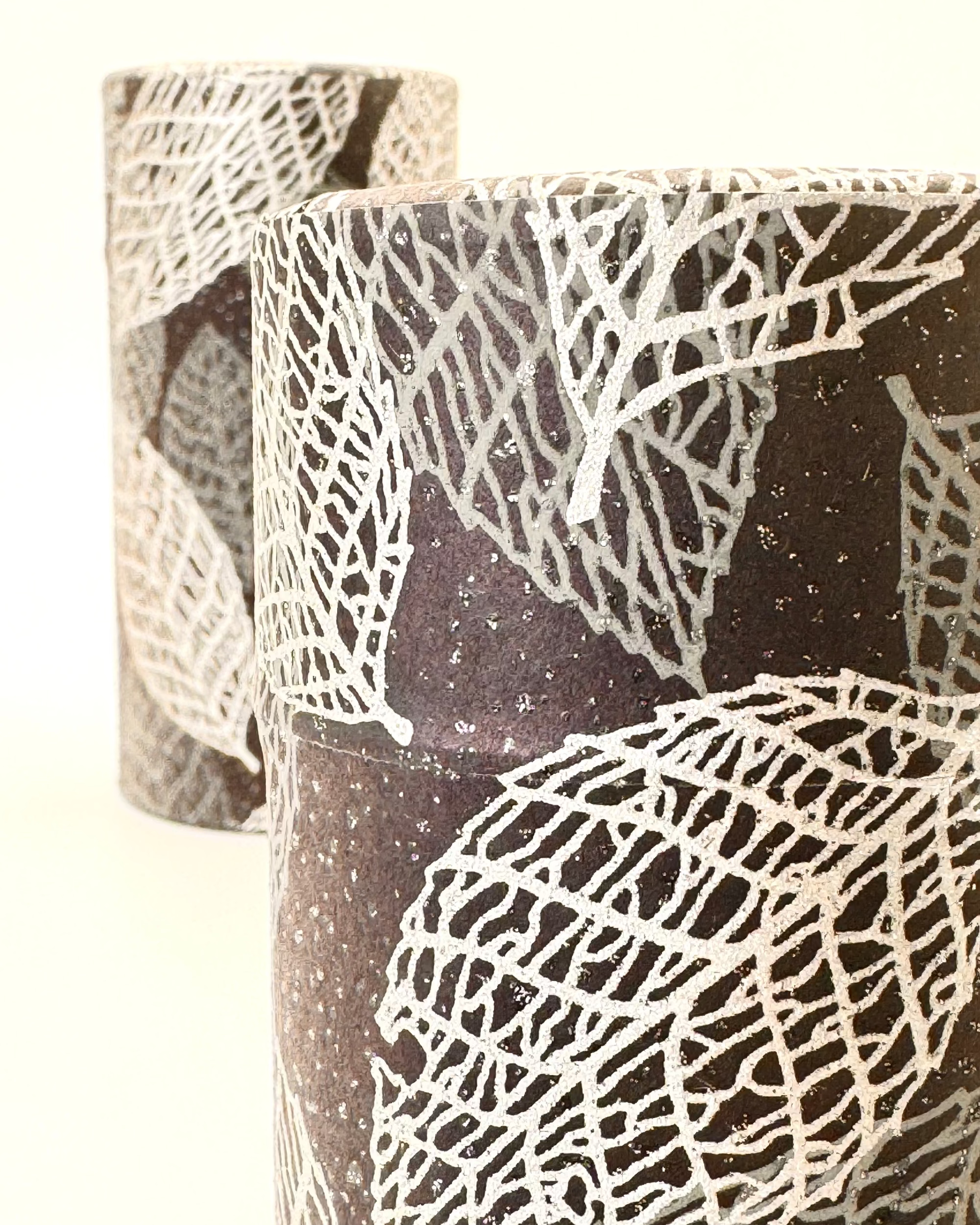 KYOTO YUZEN WASHI TEA CANISTER | SILVER BLACK | NISHIKAWA
