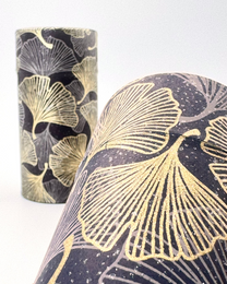 KYOTO YUZEN WASHI TEA CANISTER | BLACK GOLDEN | NISHIKAWA