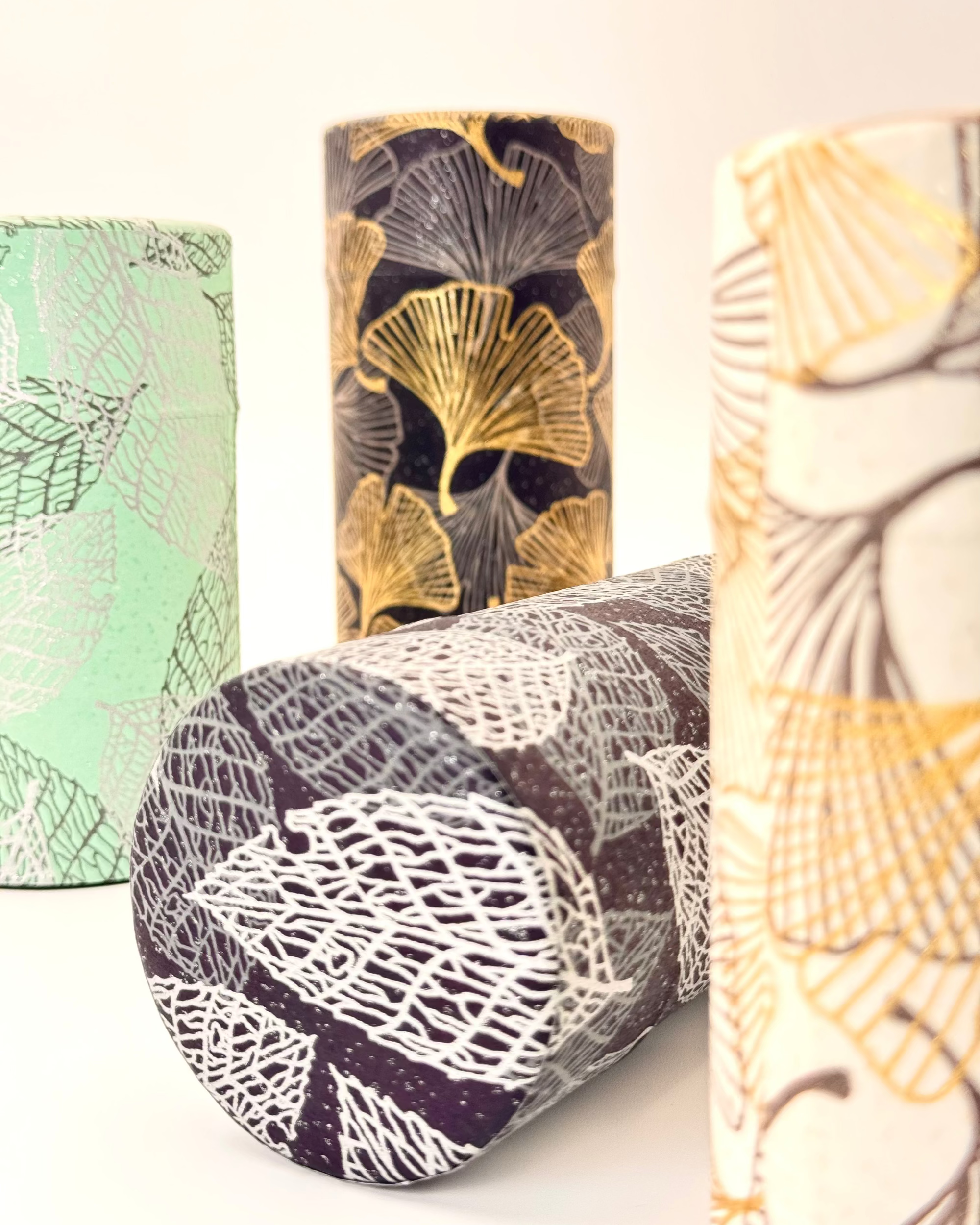 KYOTO YUZEN WASHI TEA CANISTER | SILVER BLACK | NISHIKAWA