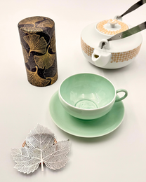 JAPANESE STAINLESS STEEL MAPLE LEAF COASTER &amp; TEA STRAINER | NISHIKAWA