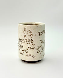 JAPANESE CERAMIC TEA CUP | CHOUJUGIGA | MINO WARE 美濃土産