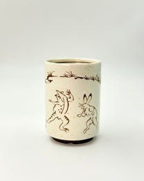 JAPANESE CERAMIC TEA CUP | CHOUJUGIGA | MINO WARE 美濃土産