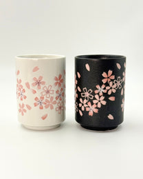 JAPANESE CERAMIC TEA CUP | WHITE SAKURA  | MINO WARE 美濃土産