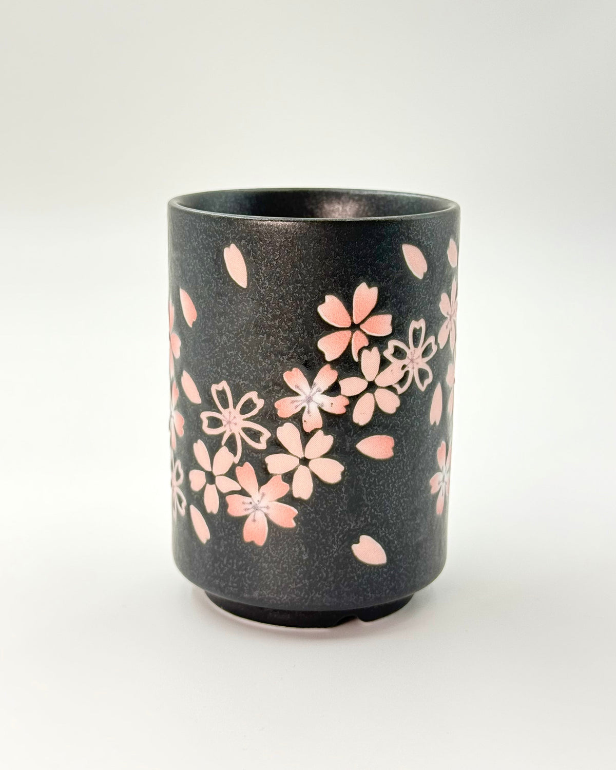 JAPANESE CERAMIC TEA CUP | BLACK SAKURA | MINO WARE 美濃土産