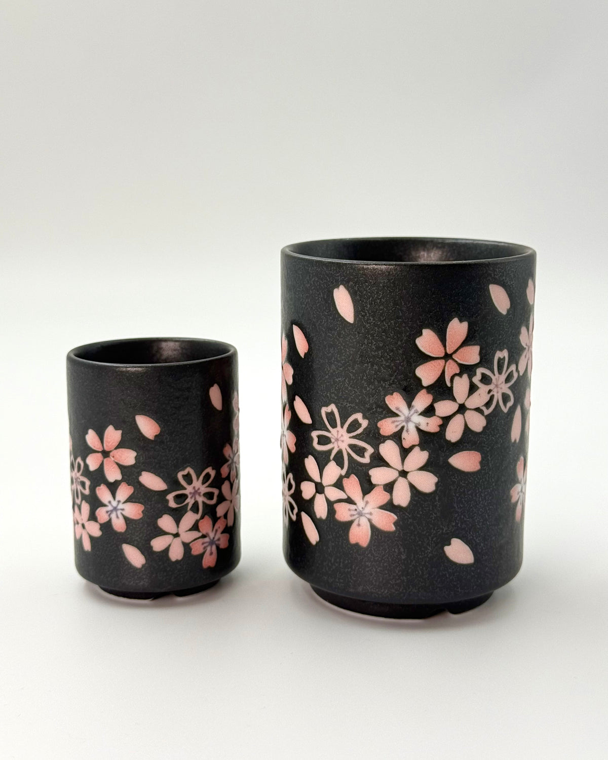 JAPANESE CERAMIC TEA CUP | BLACK SAKURA | MINO WARE 美濃土産