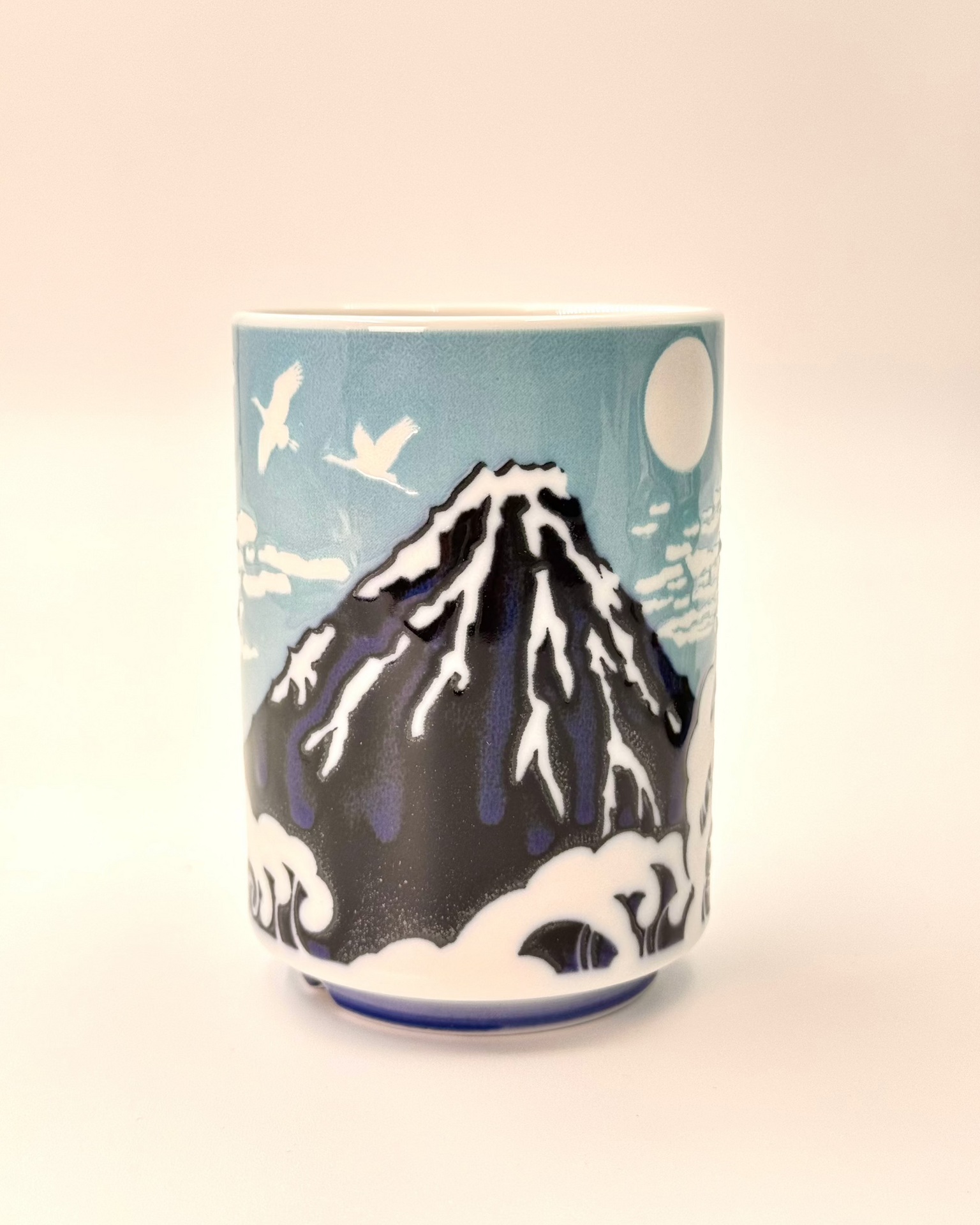JAPANESE CERAMIC TEA CUP | BLUE FUJISAN | MINO WARE 美濃土産