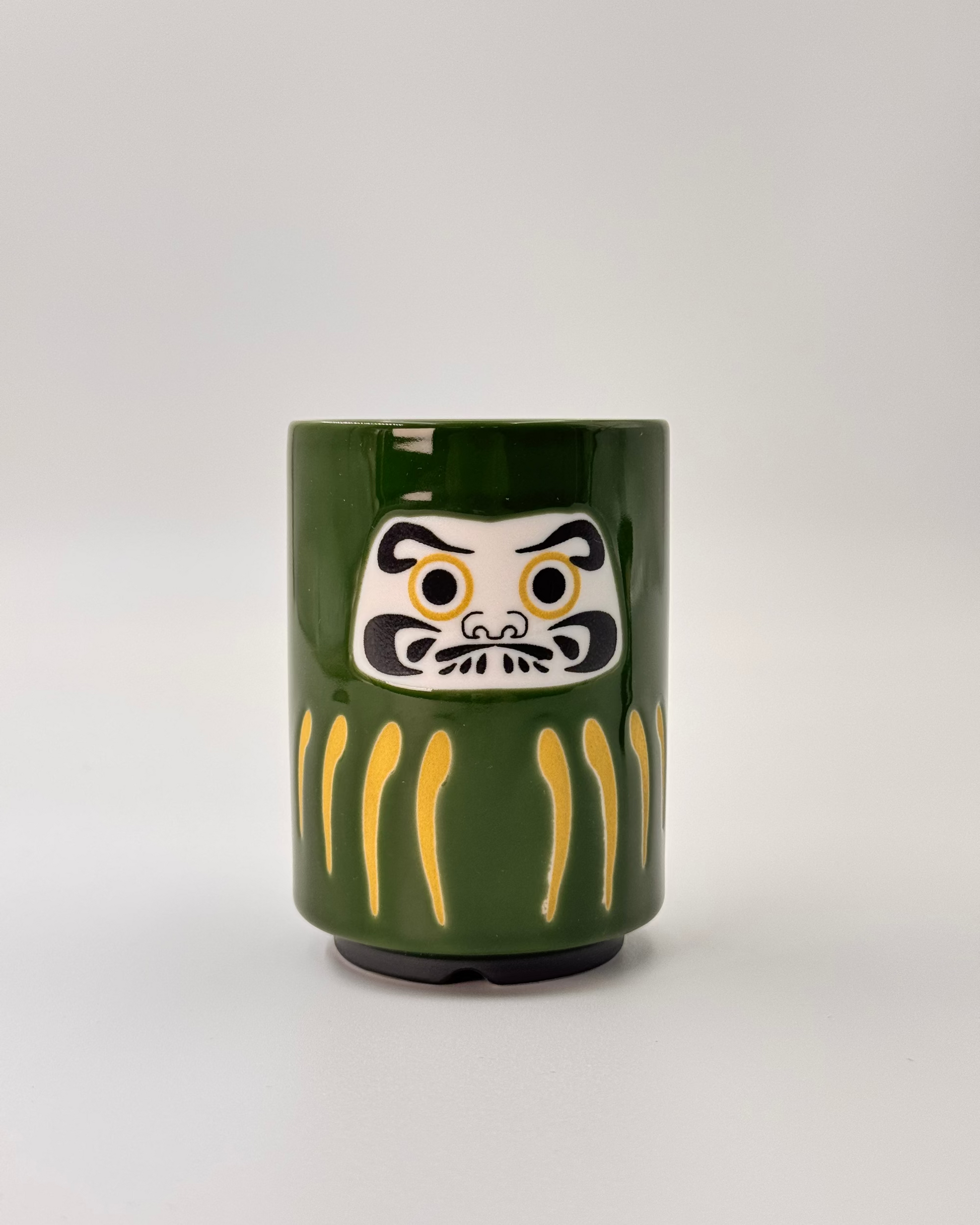 JAPANESE CERAMIC TEA CUP | GREEN DARUMA | MINO WARE 美濃土産