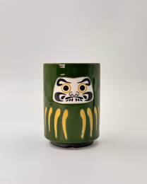 JAPANESE CERAMIC TEA CUP | GREEN DARUMA | MINO WARE 美濃土産