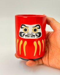 JAPANESE CERAMIC TEA CUP | RED DARUMA | MINO WARE 美濃土産
