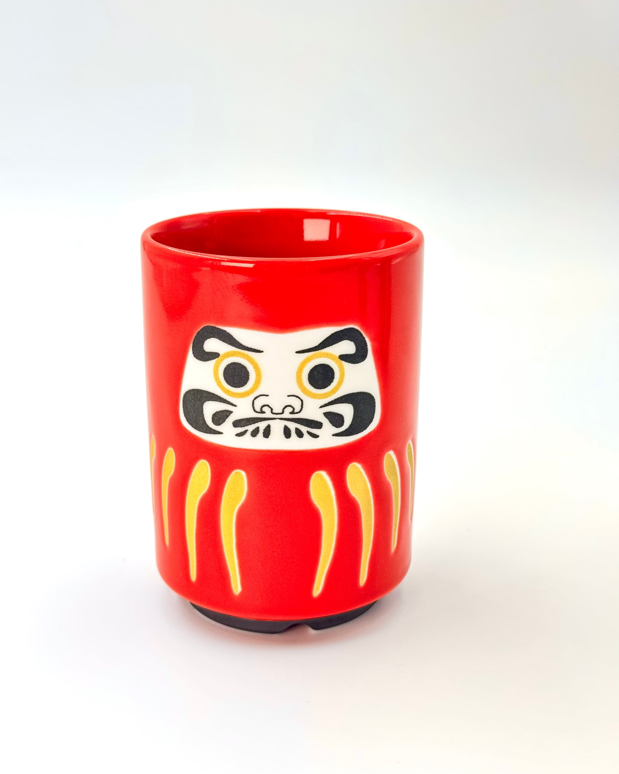 JAPANESE CERAMIC TEA CUP | RED DARUMA | MINO WARE 美濃土産