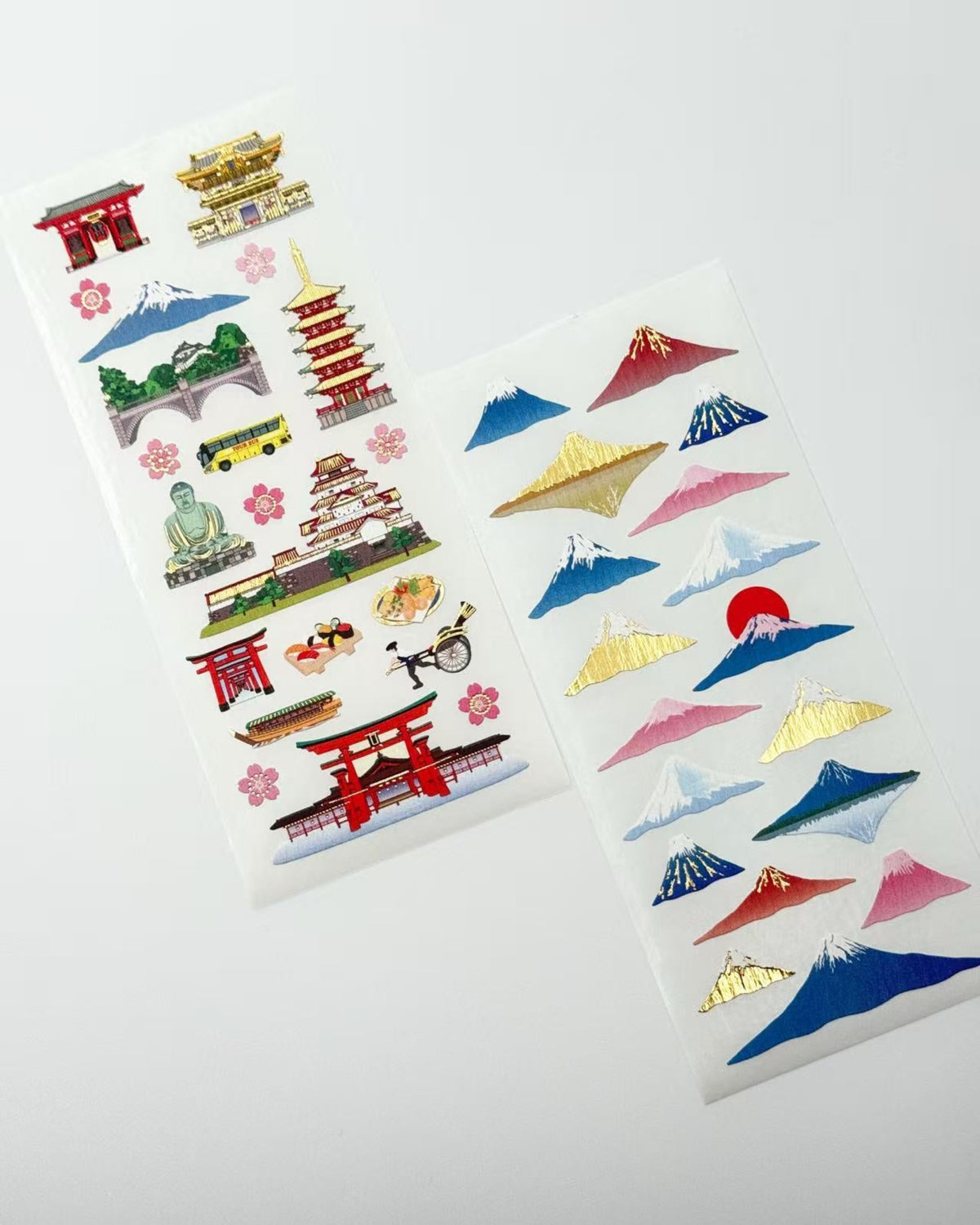 JAPANESE LANDMARK &amp; MOUNT FUJI STICKERS | GOLD ACCENT | OKUYAMA