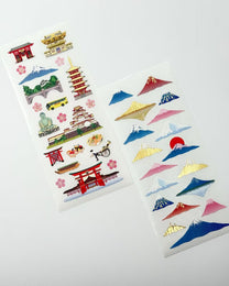JAPANESE LANDMARK &amp; MOUNT FUJI STICKERS | GOLD ACCENT | OKUYAMA