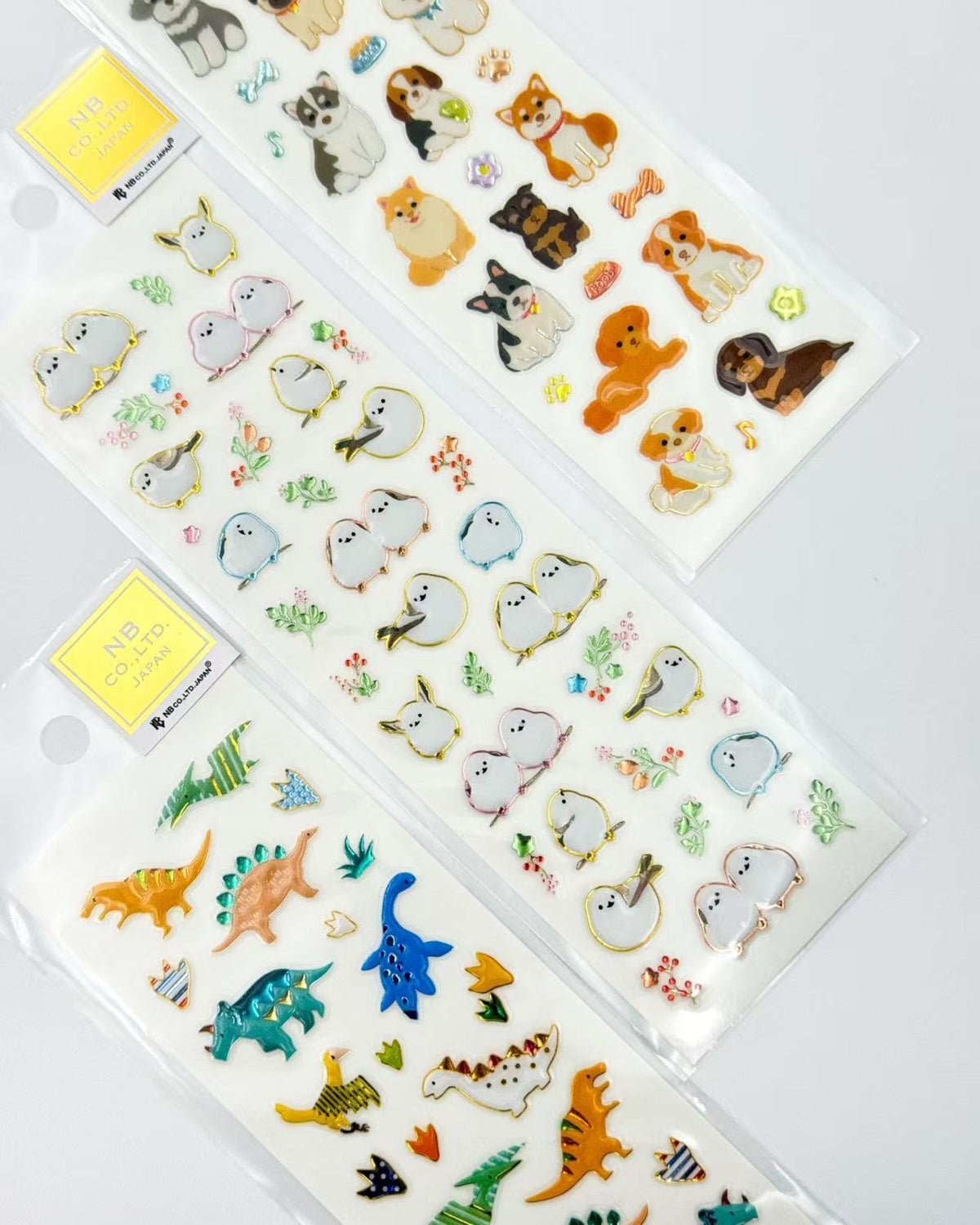 JAPANESE RAISED FOIL STICKERS DOGS, BIRDS &amp; DINOSAURS | NB