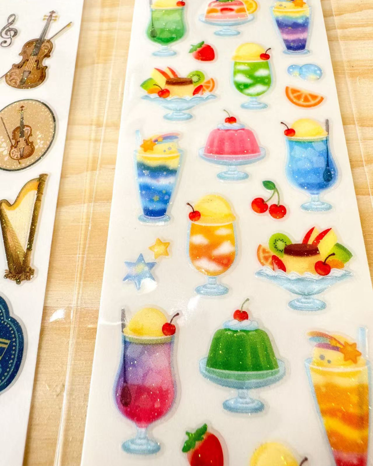 JAPANESE RAISED GLITTER STICKERS | 6 DESIGNS  OBJECTS | NB
