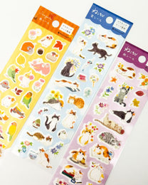 JAPANESE SEASONAL WASHI STICKERS CATS &amp; BIRDS  | NB