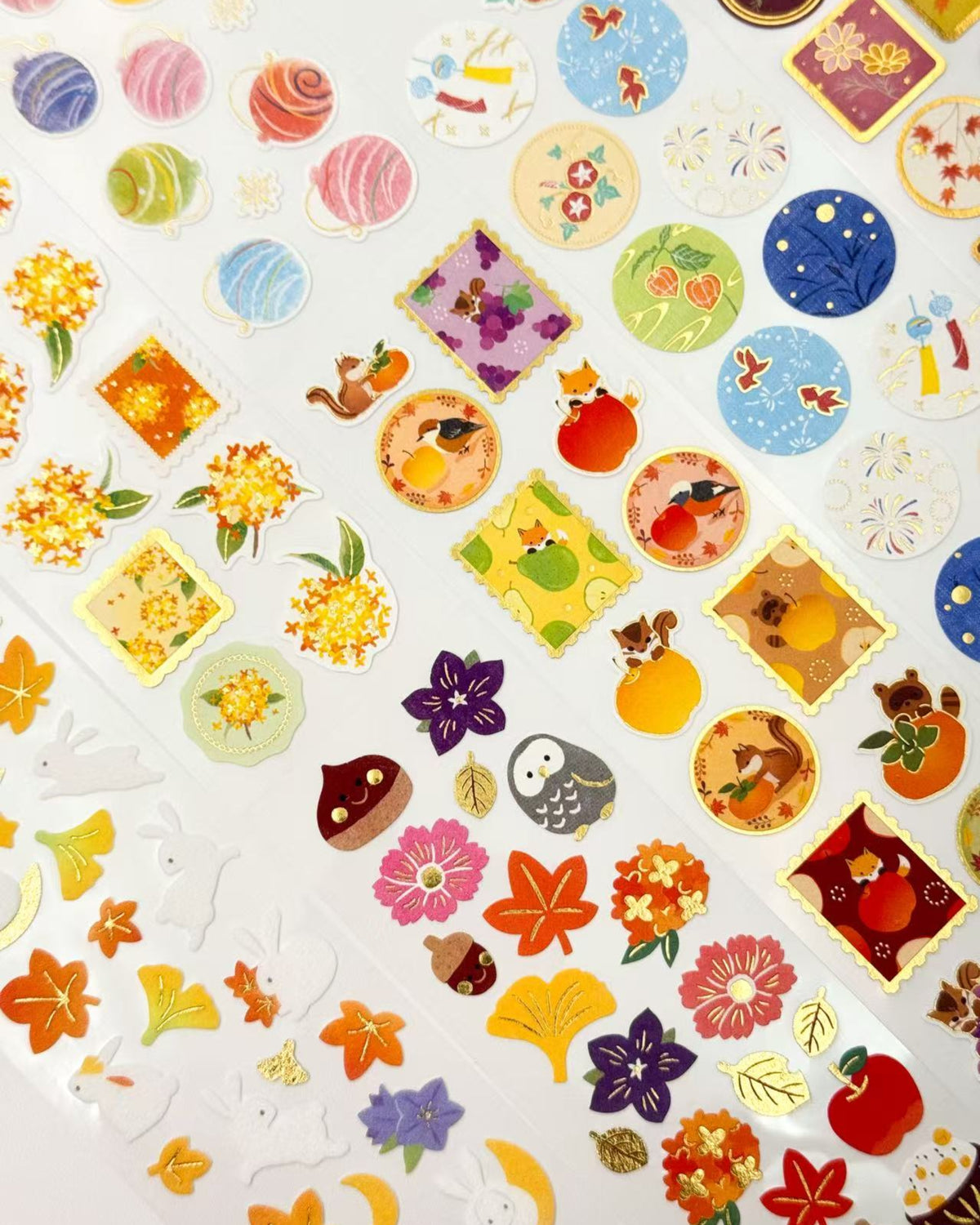 JAPANESE SEASONAL WASHI STICKERS WITH GOLD FOIL | 7 DESIGNS | NB