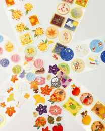 JAPANESE SEASONAL WASHI STICKERS WITH GOLD FOIL | 7 DESIGNS | NB
