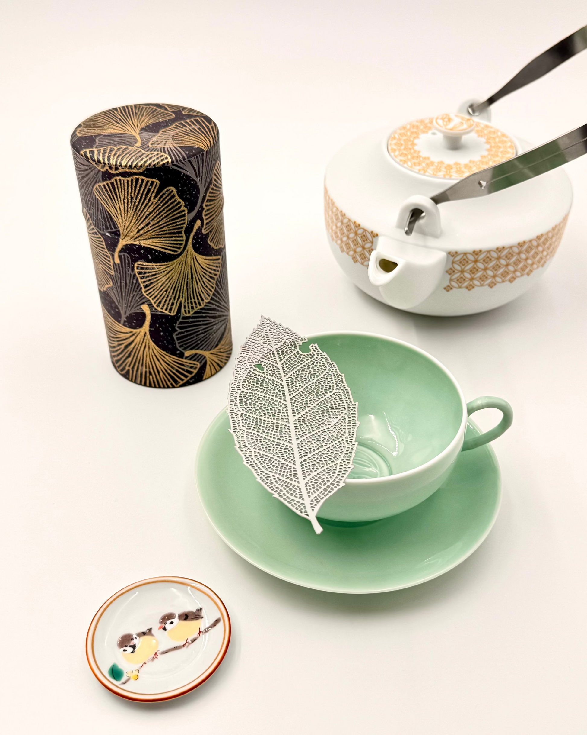 JAPANESE STAINLESS STEEL TEA LEAF COASTER &amp; TEA STRAINER | NISHIKAWA