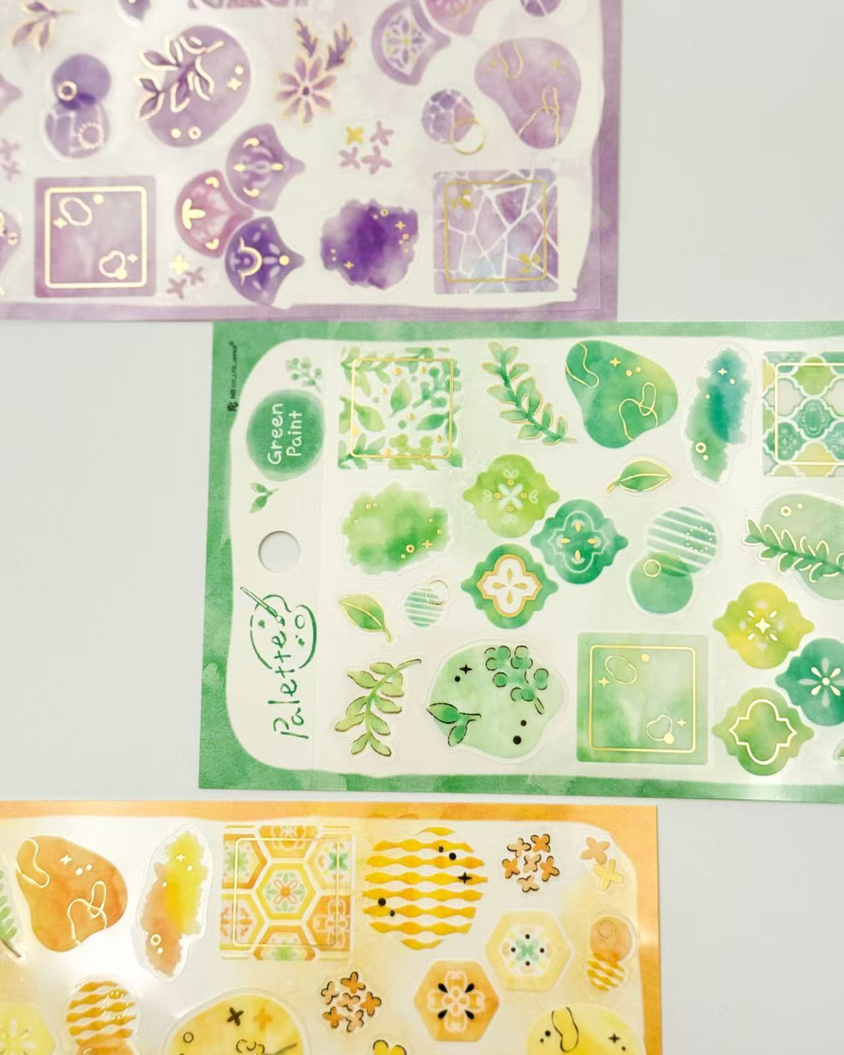 JAPANESE WATERCOLOUR PALETTE STICKERS | GOLD FOIL | NB