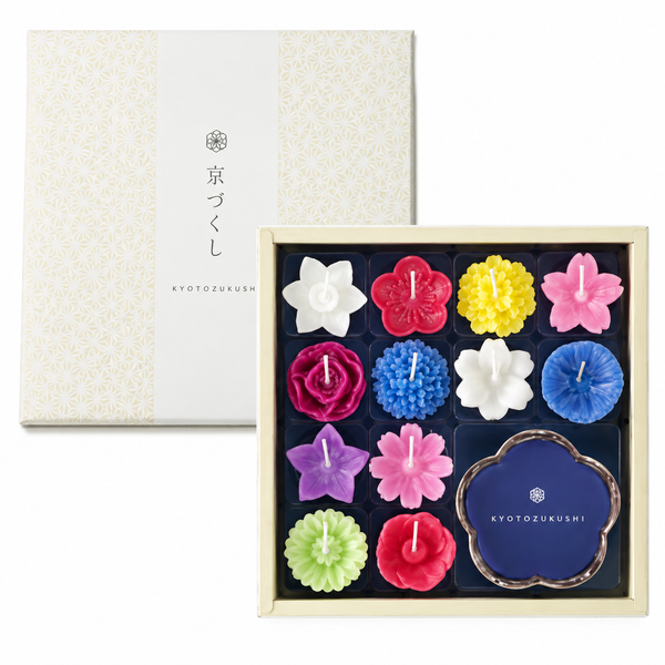 JAPANESE FLORAL FLOATING CANDLE GIFT SET | 12 SEASONAL FLOWER | KAMEYAMA カメヤマ
