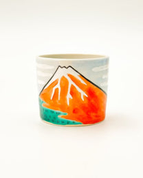 KIYOMIZU WARE SAKE CUP BY Kōhō KILN | AKAFUJI 赤富士 | NISHIKAWA