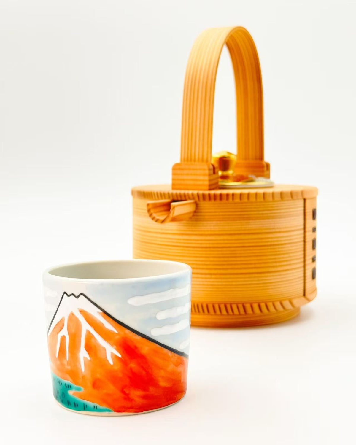 KIYOMIZU WARE SAKE CUP BY Kōhō KILN | AKAFUJI 赤富士 | NISHIKAWA