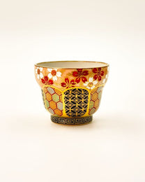 KIYOMIZU WARE SAKE CUP by Kōhō Kiln | FUCHI HANAKOMON 渕花小紋 | NISHIKAWA