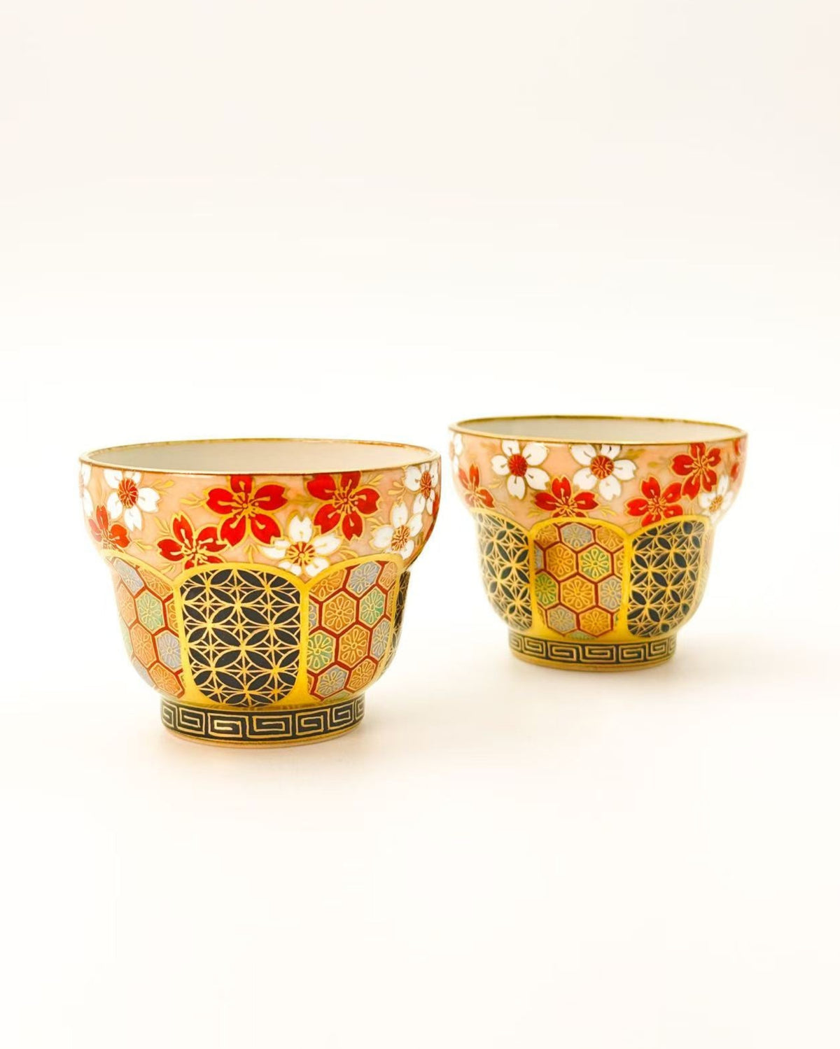 KIYOMIZU WARE SAKE CUP by Kōhō Kiln | FUCHI HANAKOMON 渕花小紋 | NISHIKAWA