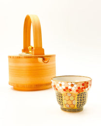 KIYOMIZU WARE SAKE CUP by Kōhō Kiln | FUCHI HANAKOMON 渕花小紋 | NISHIKAWA