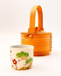 KIYOMIZU WARE SAKE &amp; TEA CUP | KINSAI SHOCHIKUBAI | 金彩松竹梅 | NISHIKAWA