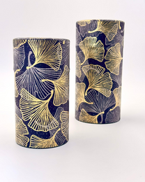 KYOTO YUZEN WASHI TEA CANISTER | BLACK GOLDEN | NISHIKAWA
