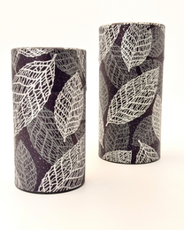 KYOTO YUZEN WASHI TEA CANISTER | SILVER BLACK | NISHIKAWA