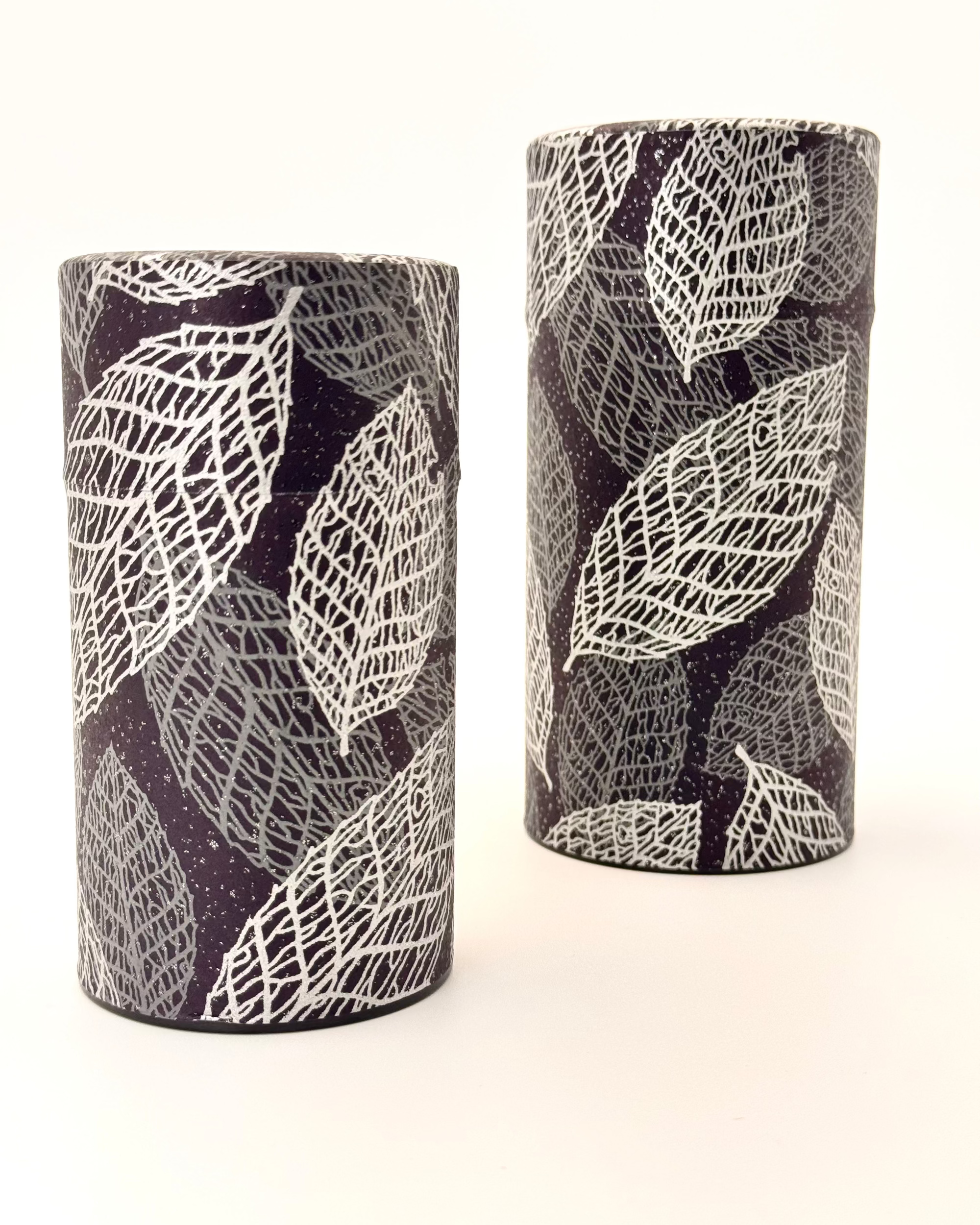 KYOTO YUZEN WASHI TEA CANISTER | SILVER BLACK | NISHIKAWA
