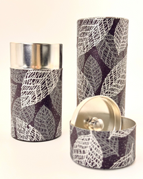 KYOTO YUZEN WASHI TEA CANISTER | SILVER BLACK | NISHIKAWA