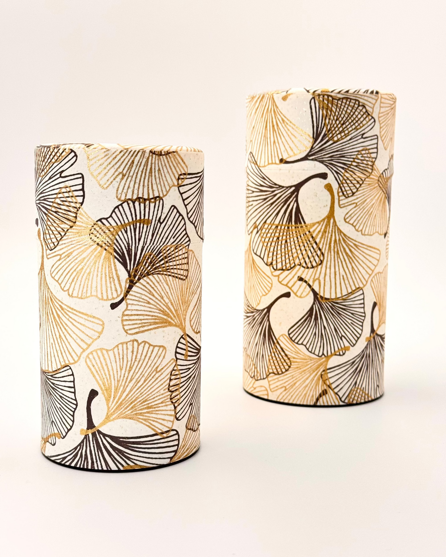 KYOTO YUZEN WASHI TEA CANISTER | WHITE GOLDEN | NISHIKAWA