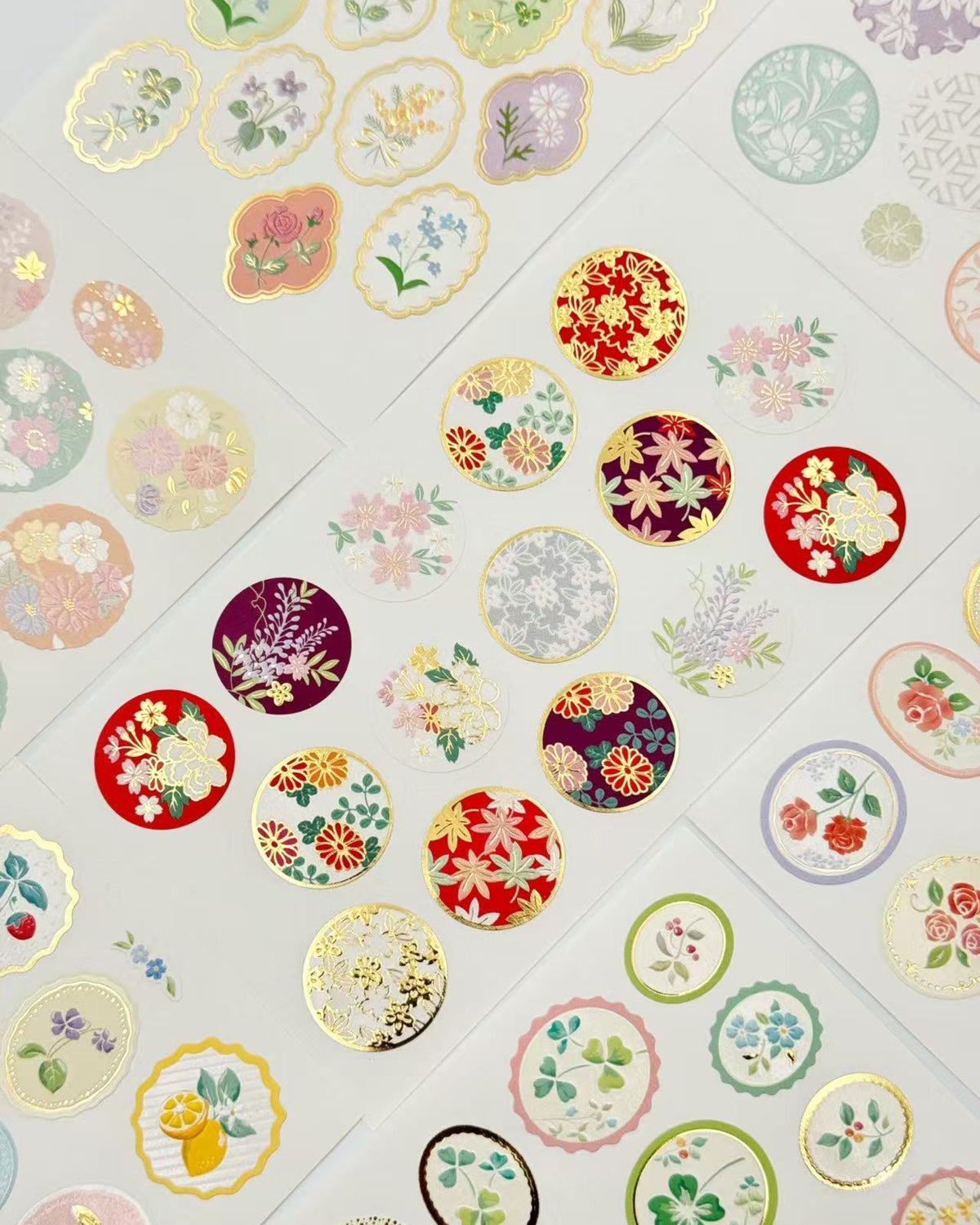 PEARL &amp; GOLD FOIL EMBOSSED STICKERS | FLORAL COLLECTION | NB