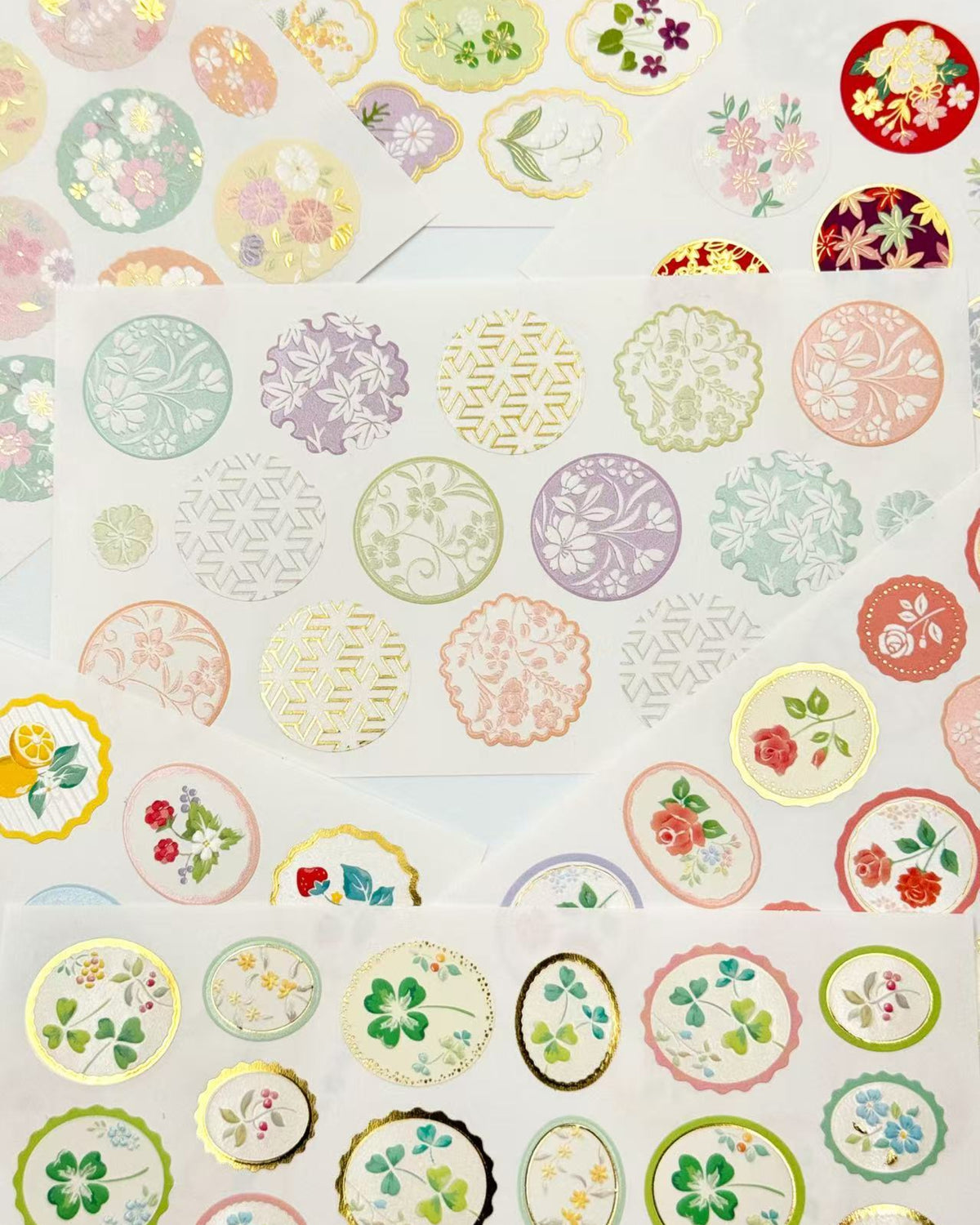 PEARL &amp; GOLD FOIL EMBOSSED STICKERS | FLORAL COLLECTION | NB
