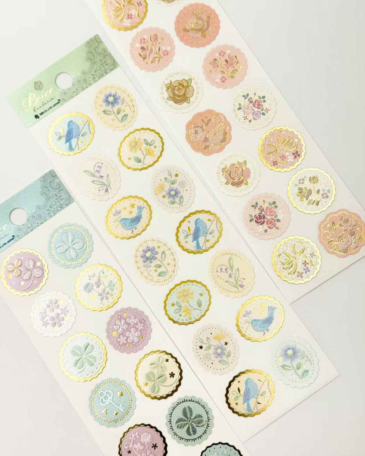 PRIER EMBROIDERED FLORAL SEALING STICKERS | PEARL PAPER &amp; GOLD FOIL  | NB