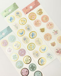 PRIER EMBROIDERED FLORAL SEALING STICKERS | PEARL PAPER &amp; GOLD FOIL  | NB