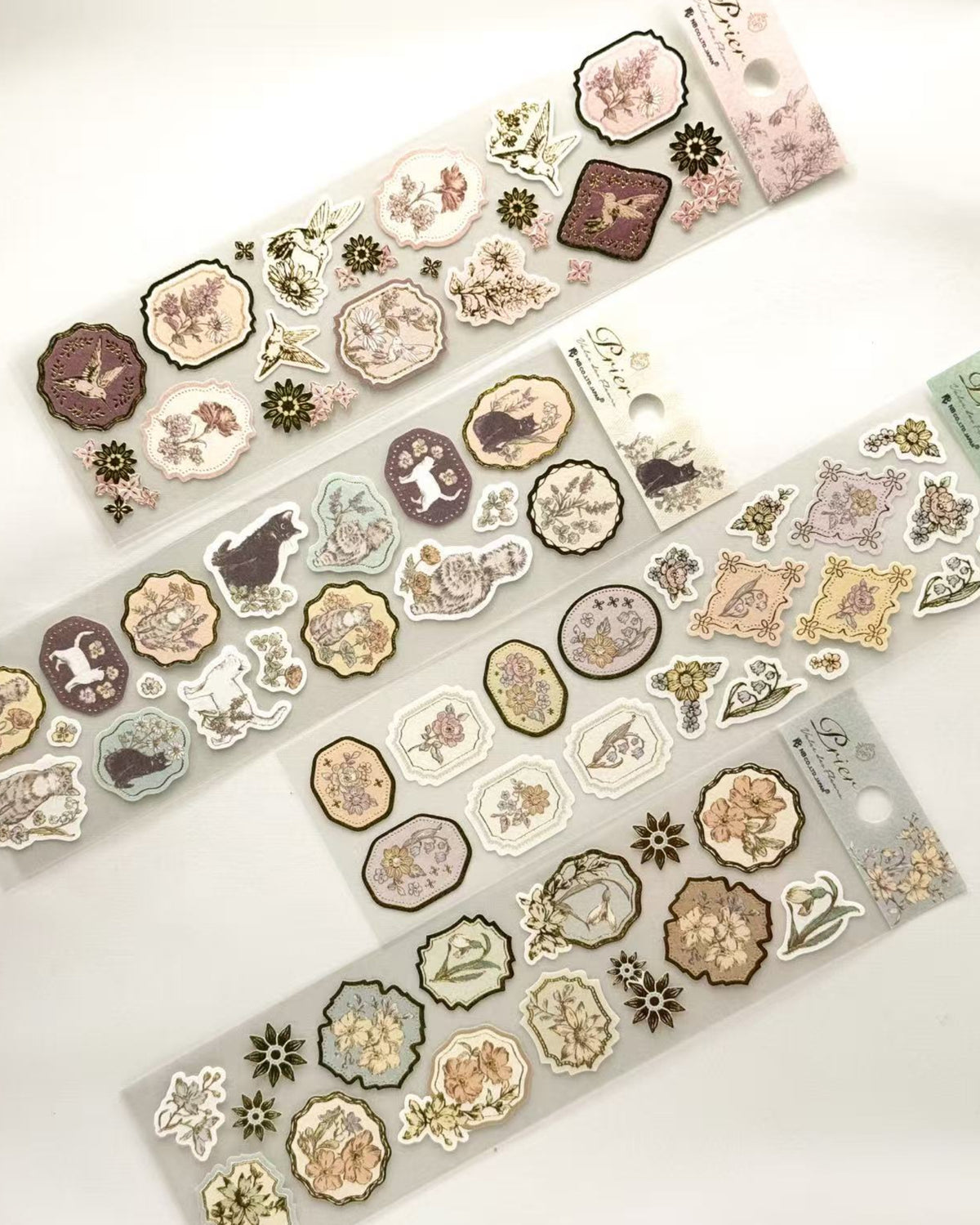 PRIER GOLD FOIL WASHI STICKERS | VINTAGE FLORALS &amp; ANIMALS | NB