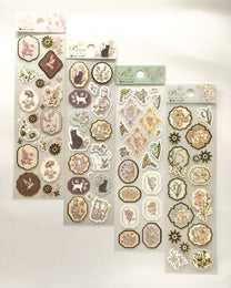 PRIER GOLD FOIL WASHI STICKERS | VINTAGE FLORALS &amp; ANIMALS | NB