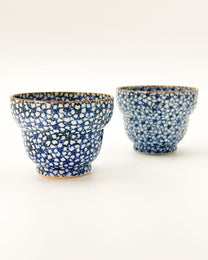 KIYOMIZU WARE SAKE CUP BY KURAMOTO TAKASHI | SOMETSUKE SAKURAZUME 染付桜詰 | NISHIKAWA