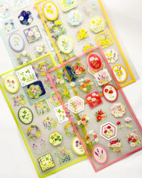 JAPANESE TRANSPARENT FLORAL STICKERS | MY GARDEN | NB
