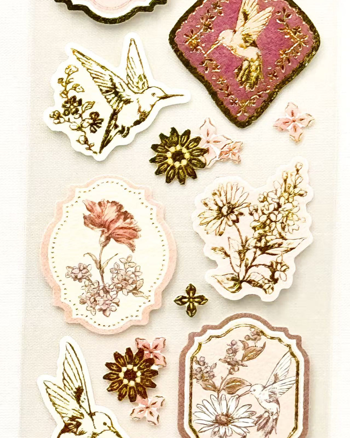 PRIER GOLD FOIL WASHI STICKERS | VINTAGE FLORALS &amp; ANIMALS | NB