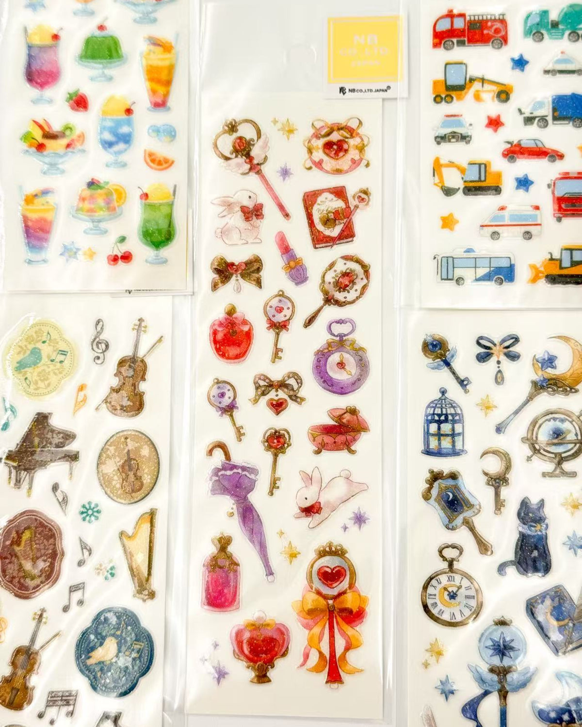 JAPANESE RAISED GLITTER STICKERS | 6 DESIGNS  OBJECTS | NB